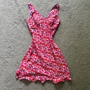 Pink & orange floral mini dress